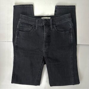 Madewell 10” High Rise Waist Skinny Jeans Dark Charcoal Grey Washed Black Sz 25